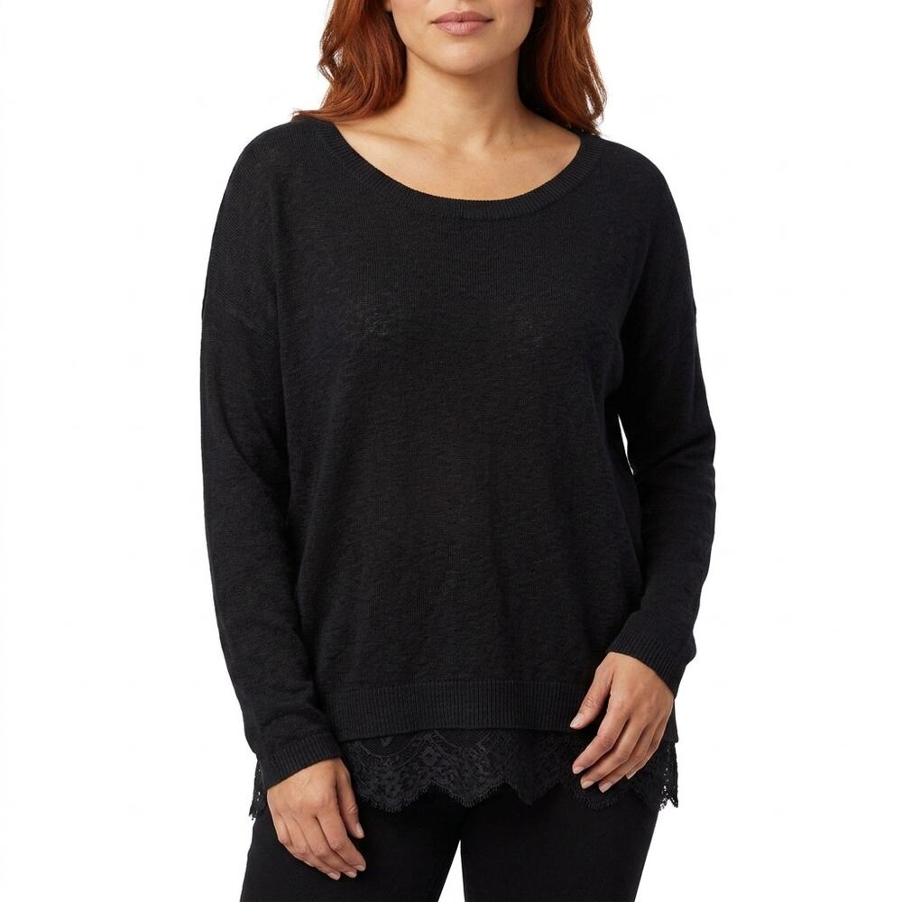 PINS AND NEEDLES Black Pullover Lightweight Sweater Knit Size S